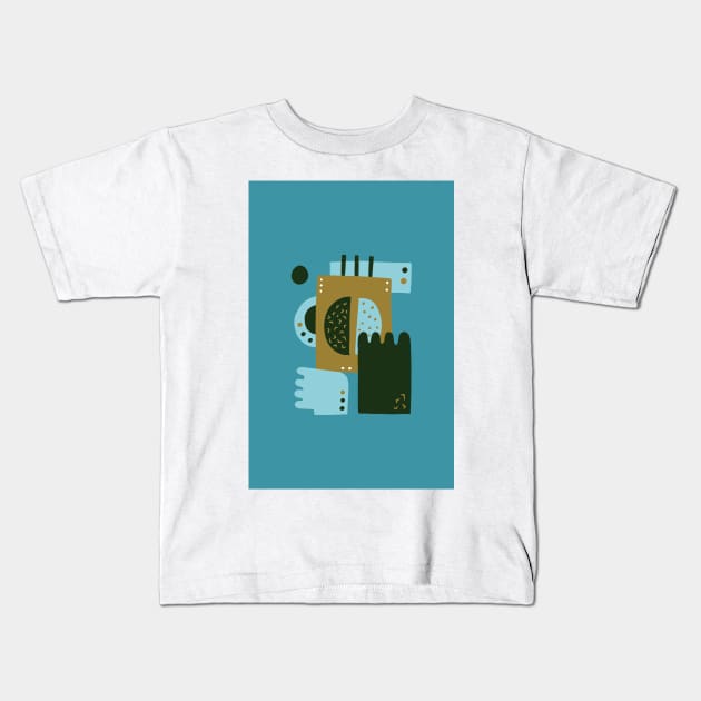 Happy Family Morning Mid Century Abstract V3 Kids T-Shirt by Urban_Vintage